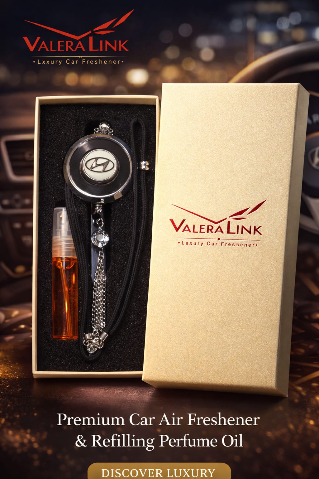 Premium Car Air Freshener & Refilling Perfume Oil - Hyundai