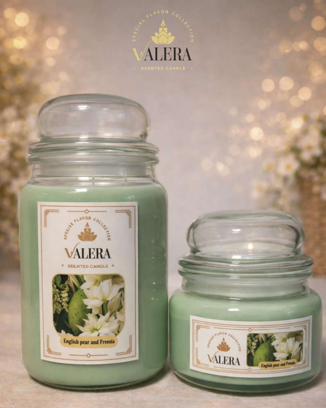 English pear and Freesia